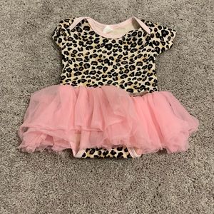 Animal print onesie with pink tutu